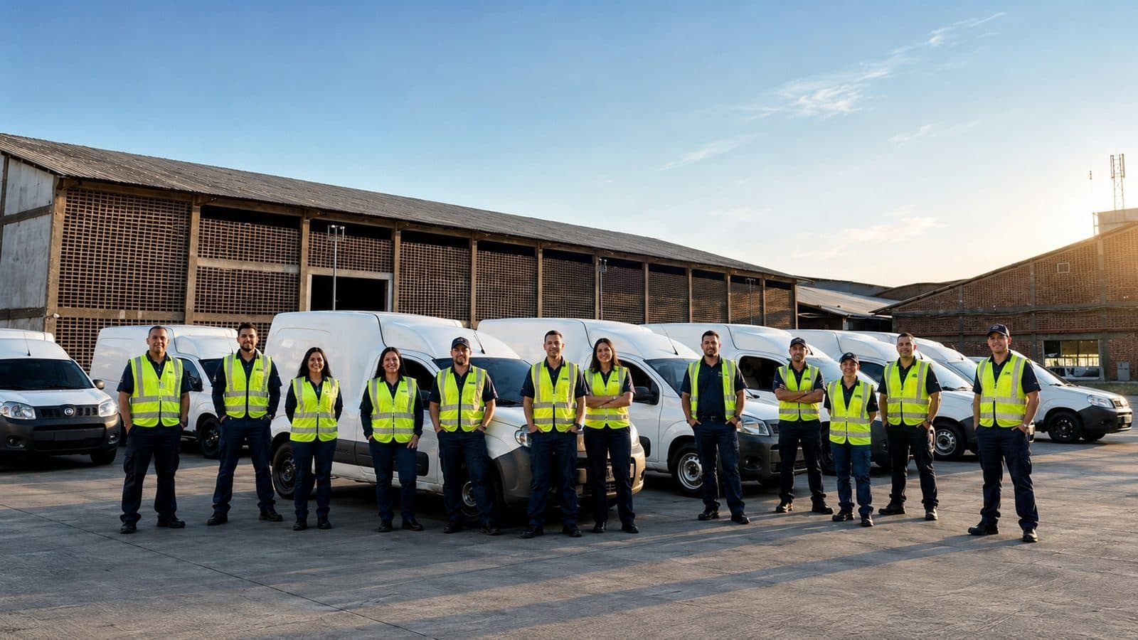 Entregador Logam ao lado de van Sprinter